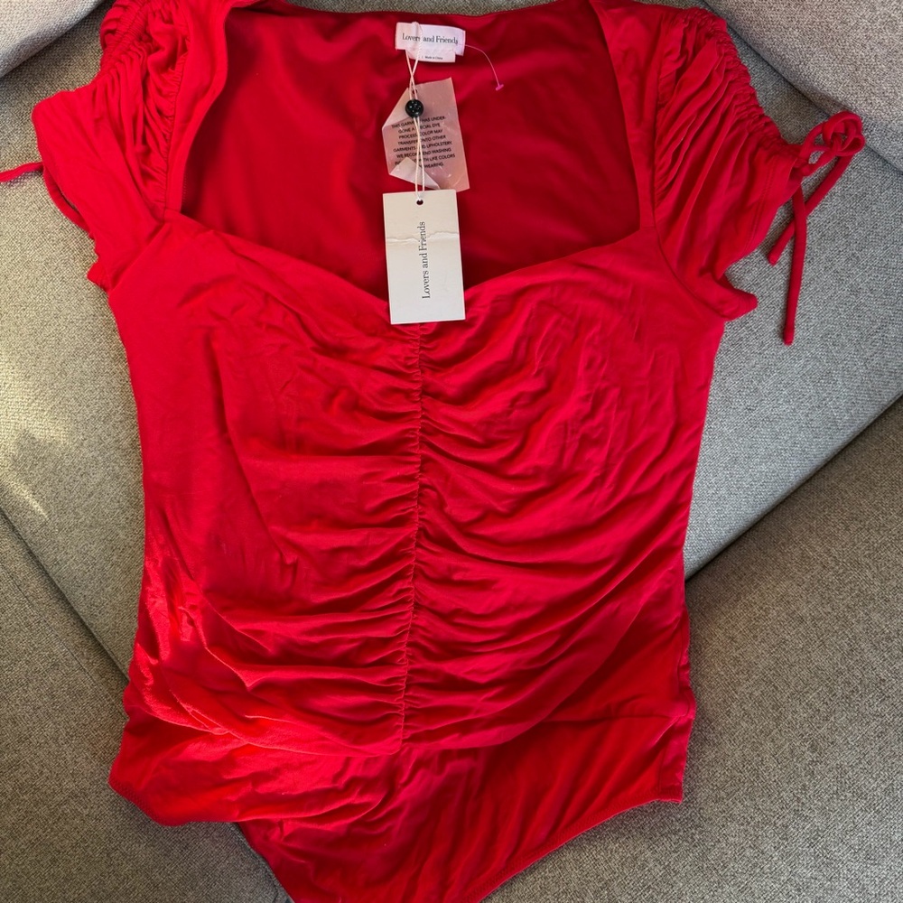Lovers + Friends Red Ruched Women's Top